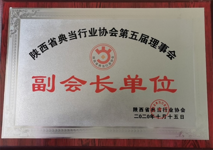 安康市财信典当有限公司被选为陕西省典当行业协会副会长单位