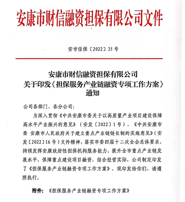 【要闻】财信担保公司以“春风行动”服务安康加快“两链”融合发展